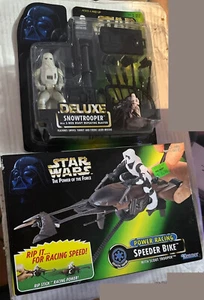 Lot of 2: STAR WARS DELUXE SNOWTROOPER HEAVY BLASTER & SPEEDER BIKE POWER RACING - Picture 1 of 2