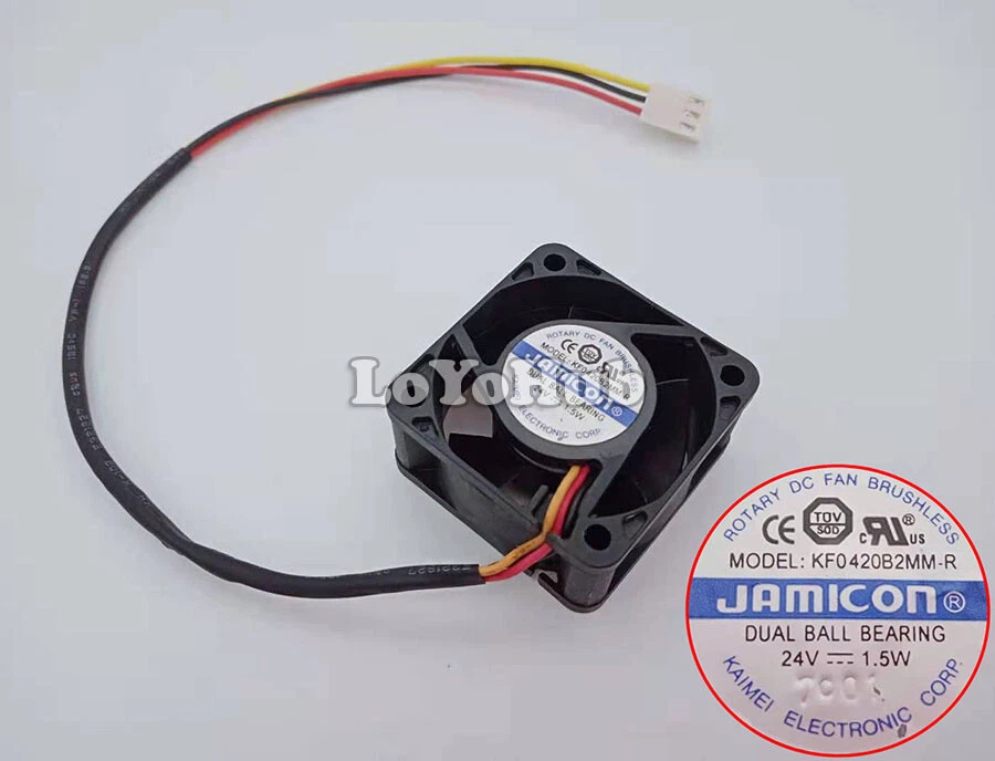 jamicon KF0420B2MM-R cooling Fan DC 24V 1.5W 40X40X20mm 3-wire 3-Pin - Image 1 of 4