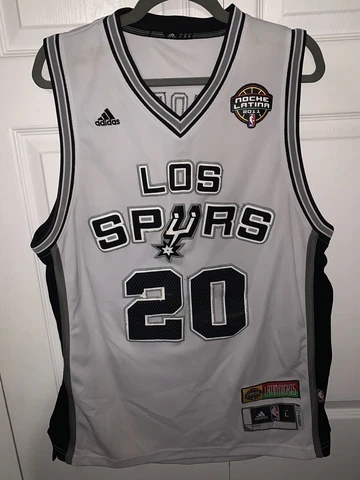 Vintage Adidas Manu Ginobili #20 Los Spurs Latin Nights San Antonio Jersey Sz L Cover