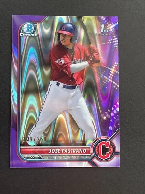 2022 Bowman Chrome 1st Rookie RC Jose Pastrano Purple Wave Refractor /250 - Image 1 of 3