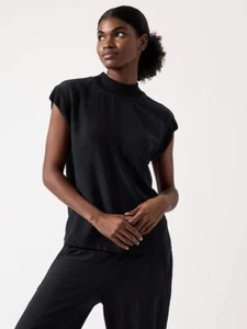 ATHLETA Silk Hybrid Tee NWT - LARGE Black #466738 - Picture 1 of 10