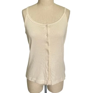 Vintage Lauren Ralph Lauren cremefarbenes Pointelle Trägertop mit Knopfleiste - Bild 1 von 4