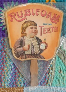 Ventilatore di carta pubblicitario vintage Rubifoam per denti - Foto 1 di 4