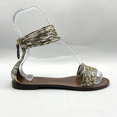 Sandalias Tory Burch para mujer 10M Mignon anillo zapatos piel de serpiente gladiador tiras planas Foto 1 de 4