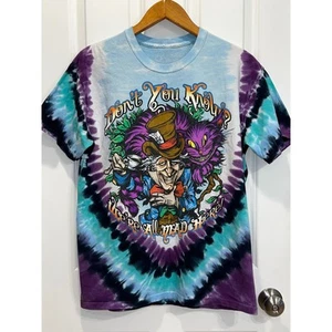 Liquid Blue Alice im Wunderland Tie Dye Grafik T-Shirt Mad Hatter L - Bild 1 von 8