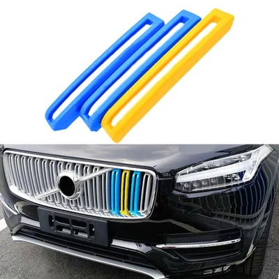 3X Sweden Flag Color Front Grille Trim For Volvo XC90 Gen2 2016-2019 Accessories — 第 1/4 张图片