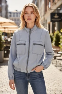 XCVI Quinn Bomberjacke Damen Größe M Grau Moto Hipster - Bild 1 von 11