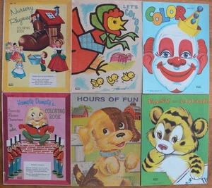 6 Vintage Coloring Books ~ HUMPTY DUMPTY'S COLORING BOOK, HOURS OF FUN, NURSERY - Bild 1 von 20