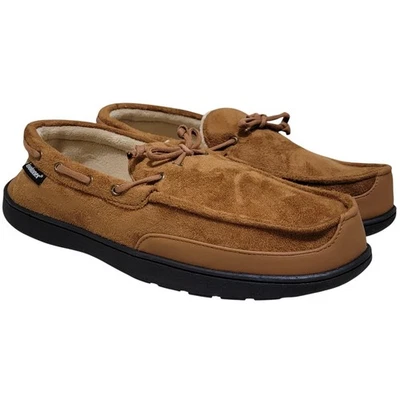 Chinelos Mocassim Isotoner Masculino Barco Tamanho EUA XXL 13-14 Marrom Conhaque - Imagem 1 de 4