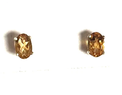 OVAL NATURAL CITRINE STUD EARRINGS 14K YELLOW GOLD - Image 1 of 3