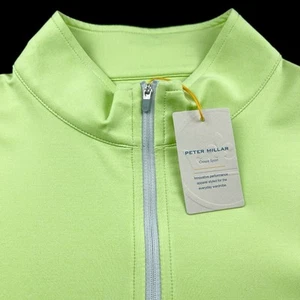 Peter Millar Crown Sport Perth Melange Quarter Zip Pullover Lime Green Large - Picture 1 of 7