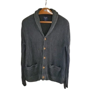 Abercrombie & Fitch Shawl Collar Cardigan Men’s L Y2K -10s Ribbed Knit Cotton - Picture 1 of 5