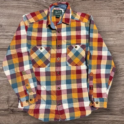 Рубашка мужская Woolrich средний размер оранжевая клетчатая смесь фланель - Изображение 1 из 4