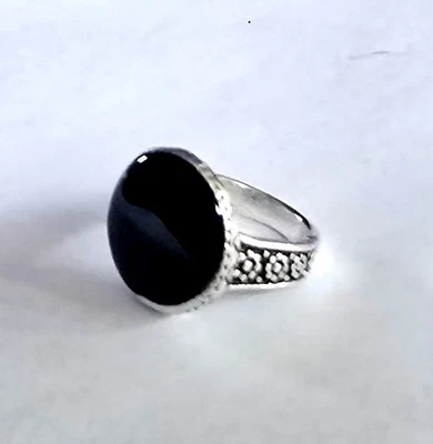 ANILLO NEGRO ÉBANO ÓNIX TITANIO PULIDO CALIDAD FOREVER PLATA NUEVO TALLA 7 Foto 1 de 4