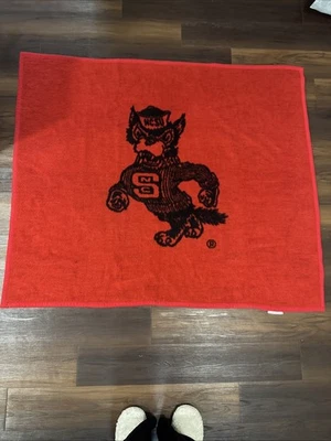 Vintage BIEDERLACK NC State Blanket Throw College 55 x 48 Wolfpack NCSU USA Red - Image 1 of 4
