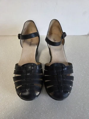 SOFTSPOTS TATIANNA WOMEN SANDALS SIZE 8.5 M BLACK LEATHER - Image 1 of 4
