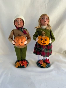 Byers Choice 2013 Junge & Mädchen Halloween Herbst Herbst Karolinger mit Kürbissen - Bild 1 von 20