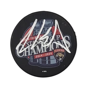 Aaron Ekblad Signed Panthers 2025 Back To Back Stanley Cup Champions Puck BAS - Picture 1 of 1