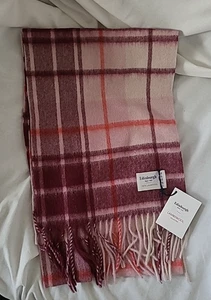 Edinburgh 100% Lambswool Tartan Scarf Mill Check Pink 26 x 178 cm - New - Picture 1 of 6