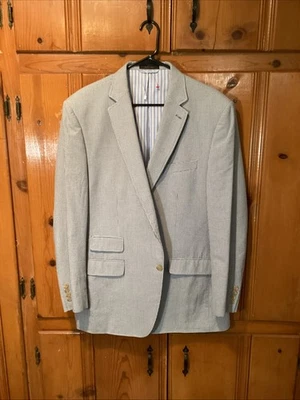Ralph Lauren Sport Coat Jacket 46R Cotton Silk Blue White Houndstooth Casual or  - Image 1 of 4