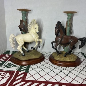 Danbury Mint Noble Stallions Candlesticks Pair by Gianni Benvenuti - Picture 1 of 7