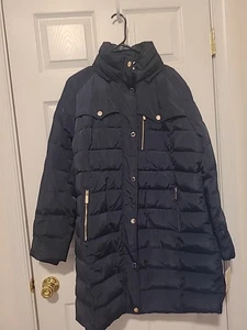 Neu mit Etikett Michael Kors Daunen gefütterter Mantel knielang marineblau XL OHNE KAPUZE - Bild 1 von 15