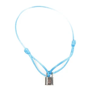LOUIS VUITTON LV Lockit Bracelet 925 Sterling Silver Blue - Picture 1 of 7