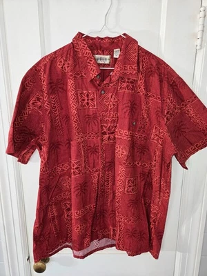 Винтажная гавайская красная рубашка Campia Moda с цветочным узором Aloha с принтом в виде пальмы - размер XXL - Изображение 1 из 4