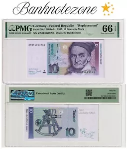Germany - Federal Republic 10 Mark 1993 P38c REPLACEMENT PMG-66 UNC #300# - Picture 1 of 3