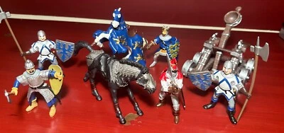 LOTE DE 8 figuras medievales Papo Knight Horse Just & Catapult Foto 1 de 4