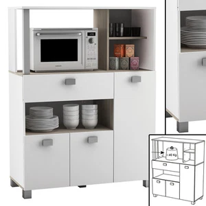 Küchenschrank 146 Schrank Küchenregal Küchenmöbel Mikrowelle Buffetschrank weiss - Bild 1 von 7