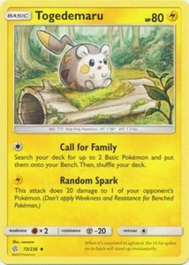 Togedemaru 73/236 S&M Eclipse Cósmico Poco Común ¡PERFECTO COMO NUEVO! Pokémon - Imagen 1 de 1