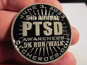 2023 PTSD 5TH ANNUAL AWARENESS 5K RUN/WALK CHALLENGE COIN 1.75" - BBA-23D - Picture 1 of 2