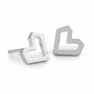 Aretes pequeños de oro liso macizo de 14K de 8 mm con corazón - para regalos de Navidad - Imagen 1 de 3