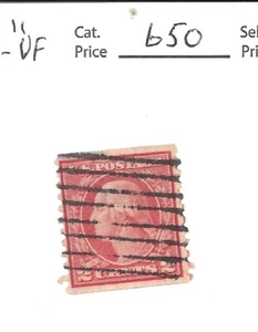 # 491, 2 cent carmine, type II coil stamp,  1916, F-VF, scv $600 - Picture 1 of 2