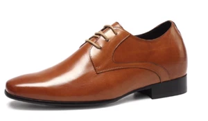 US12 CMR Elevator Shoes For Men brown Oxford Shoes height increase 7cm/2.7INCH - Picture 1 of 3
