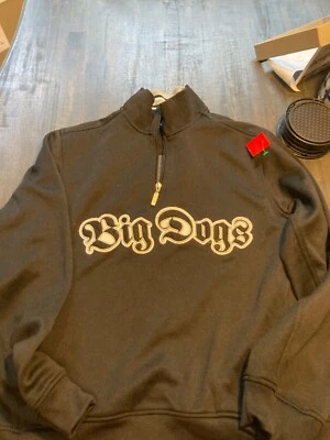 Pullover Big Dogs Script deletreado para hombre 1/4 cremallera negro pequeño Foto 1 de 4