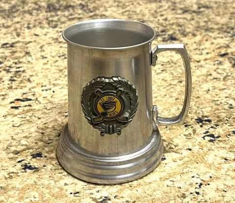 Vintage 80s St. Louis Blues Mug Stein Hockey NHL Metal Beer Cup Cover