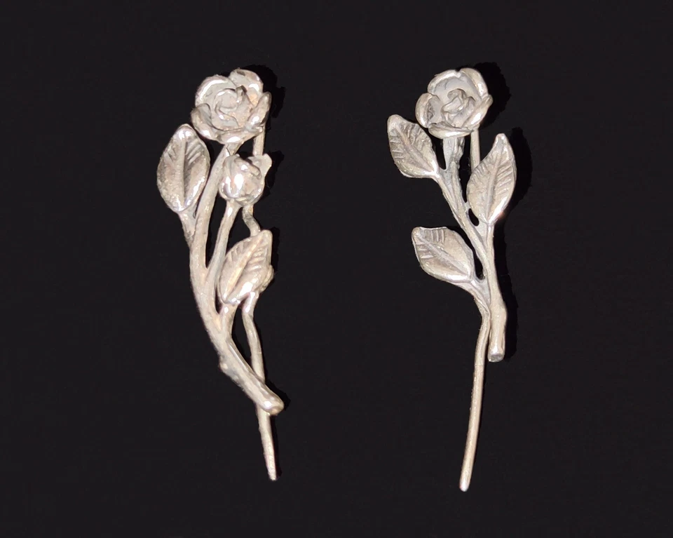 SPILLE A FORMA DI ROSA PER GIACCA ELEGANTE GIOIELLO ARGENTO PURO LAVORATO A MANO - Immagine 1 di 1