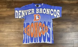 Vintage 1994Magic Johnson Ts Denver Broncos All over Print NFL TShirt Size L - Picture 1 of 6