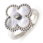 Van Cleef & Arpels Ring Vintage Alhambra Flower White Shell 1P Diamond 750WG