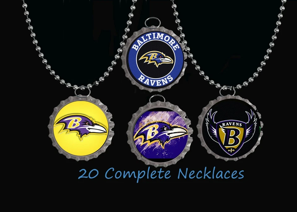 Baltimore Ravens BottleCap Collares Fiesta de Cumpleaños Favores Lote 20 Bolsa de Botín Foto 1 de 1