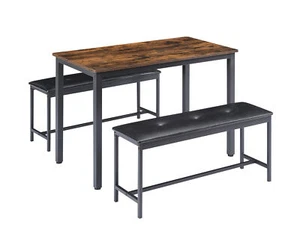 Dining Table Set Barstool Dining Table (with 2 PU Upholstered Benches - Picture 1 of 8