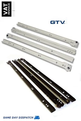 Metal Roller Bottom Fix Kitchen Drawer Runners Slides 250mm-600mm White Brown - Image 1 of 4