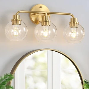 Bathroom Light Fixtures Gold Vanity Light 3 Light Wall Sconces Lighting Brush... - Picture 1 of 7