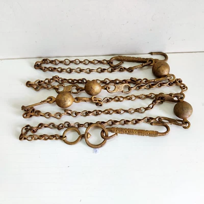 19c Antik Primitive Handgefertigt S Form Schmiedeeisen Kette Selten Sammler I620 - Bild 1 von 4