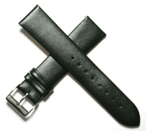 20MM BLACK SMOOTH LEATHER WATCH STRAP HIGH QUALITY + EASY FIT PINS ROYAL LONDON - Picture 1 of 4