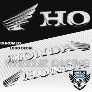 2X 6.25" EXTRA 3D BRILLANTE EMBLEMA ABS CALCOMANÍA LOGOTIPO ALA + PEGATINA CARTA HONDA CROMO - Imagen 1 de 1