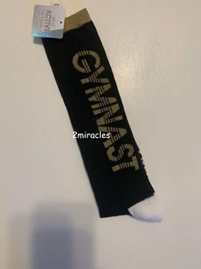 Justice Girl's GYMNAST Black Gold Bling Knee High Socks Shoe Size 13-5 M/L NWT - Picture 1 of 2