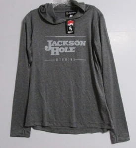 Women's Jackson Hole Wyoming Performance Lightweight Hoodie Long Sleeve Gray - Picture 1 of 7